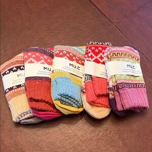 M.U.C Fair Isle Pattern Woman’s Socks - Assorted Bright Colors 6 pair NEW